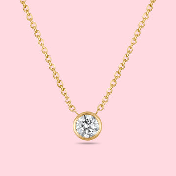 1 Carat Round bezel necklace